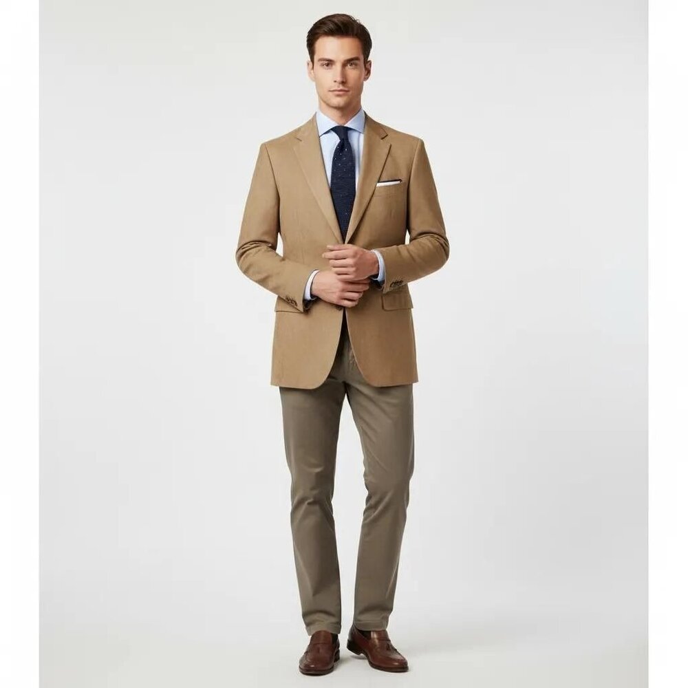 Lauren Ralph Lauren Tan Faux Suede Suit Jacket Sport Coat Blazer Men's Size 40R